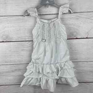 Italian Brand Silvian Heach Kids White Ruffle Flutter Sleeve Dress Size 2